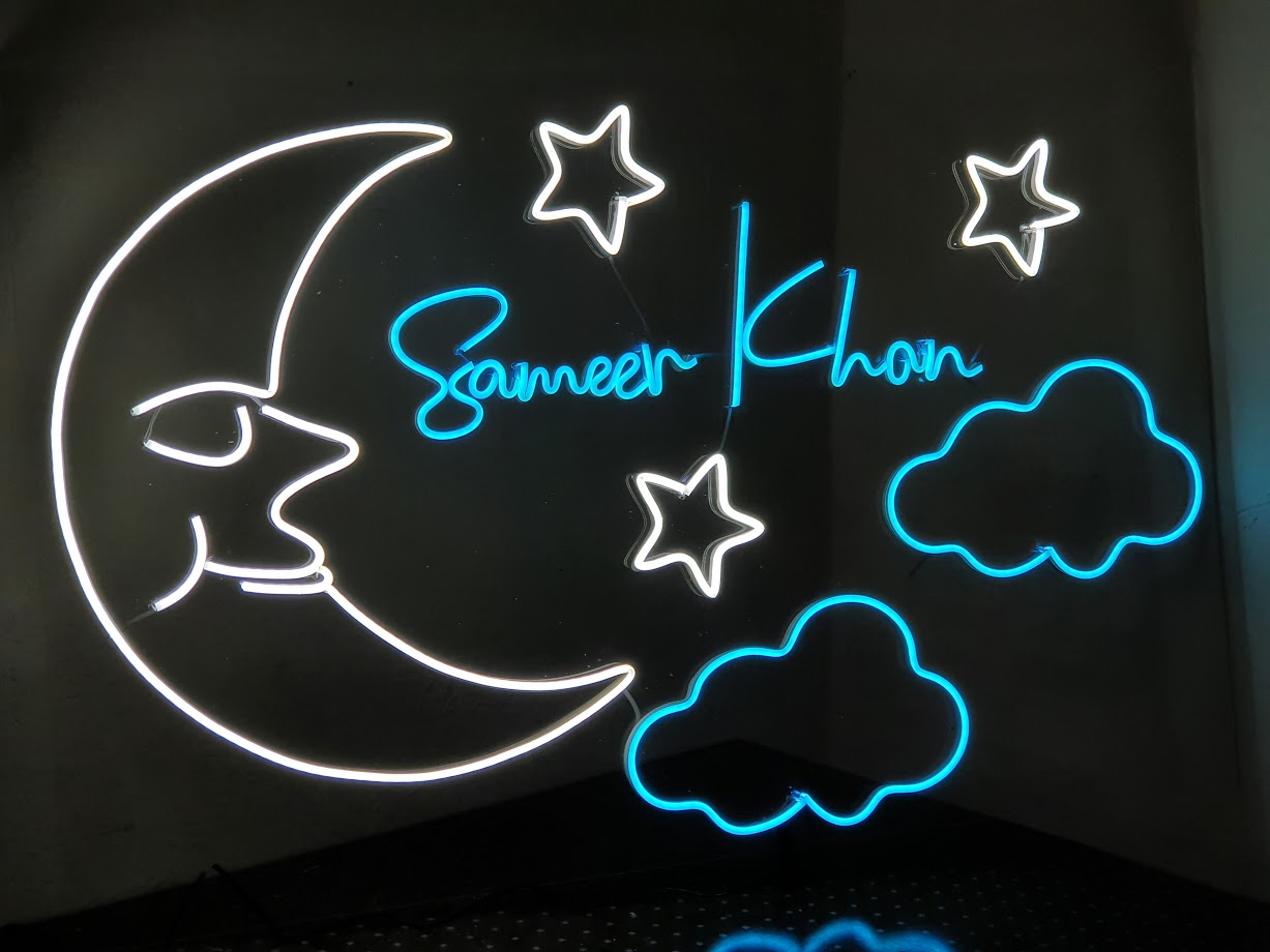 Moon & Stars New Born Baby Neon Sign